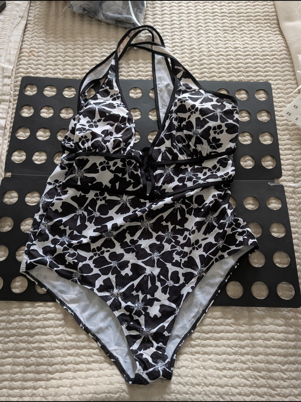 Black & White Floral One-Piece Swimsuit